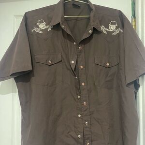 Brown Western Shirt with Embroidery